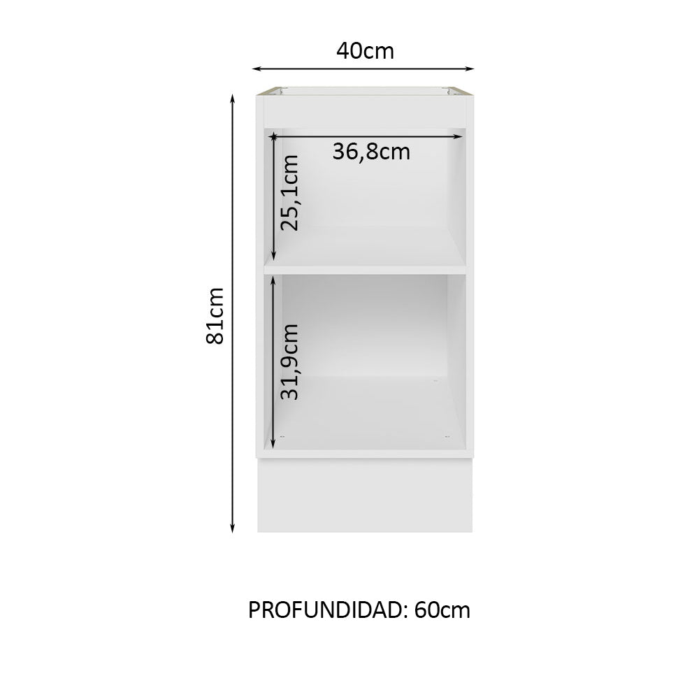 Bajo Mesada Cocina 40 x 60 cm 1 Puerta (Sin Mesada) Blanco Glamy Madesa