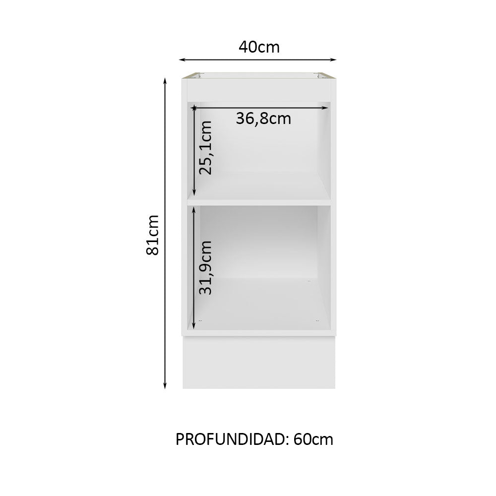 Bajo Mesada Cocina 40 x 60 cm 1 Puerta (Sin Mesada) Blanco Stella Madesa