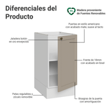 Bajo Mesada 40 x 60 cm 1 Puerta (Sin Mesada) Blanco/Crema Vik Madesa