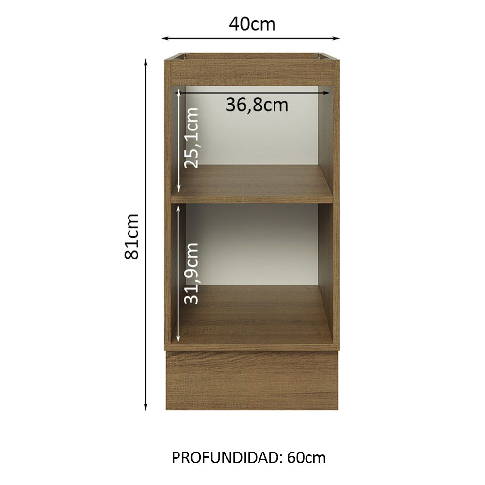 Bajo Mesada Cocina 40 x 60 cm 1 Puerta (Sin Mesada) Marrón/Blanco Glamy Madesa