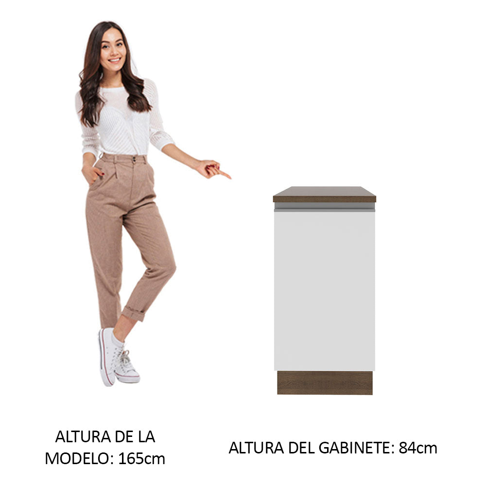 Bajo Mesada 40 cm x 60 cm, 1 Puerta Glamy Marrón/Blanco