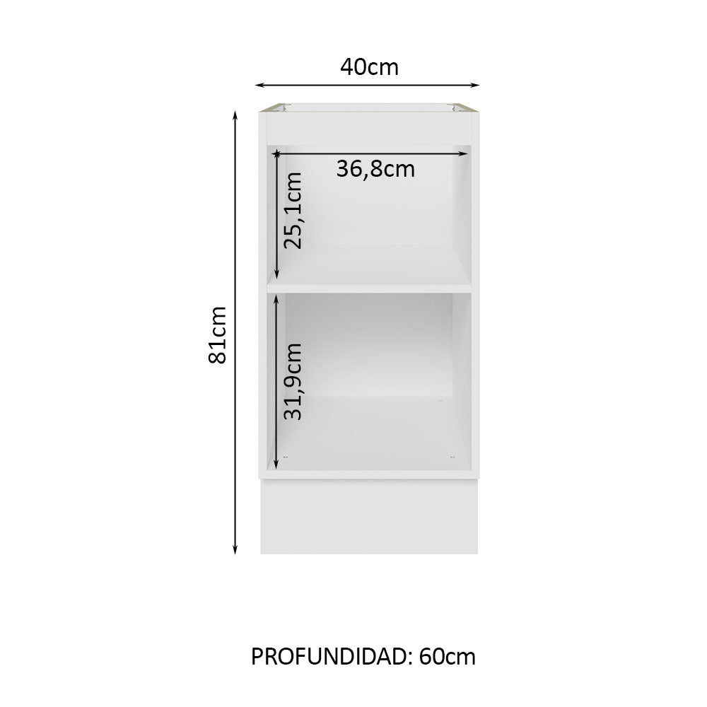 Bajo Mesada Cocina 40 x 60 cm 1 Puerta (Sin Mesada) Blanco/Negro Glamy Madesa