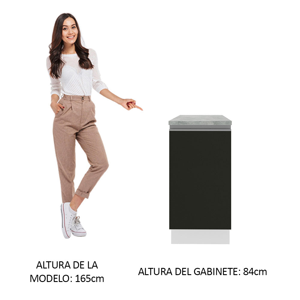 Bajo Mesada 40 cm x 60 cm, Sin cajones 1 Puerta Glamy Blanco/Negro