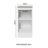 Bajo Mesada 40 cm x 60 cm, 1 Puerta Lux Blanco/Negro