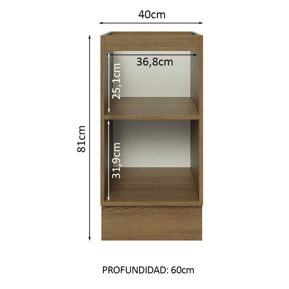 Bajo Mesada Cocina 40 x 60 cm 1 Puerta (Sin Mesada) Marrón/Negro Glamy Madesa