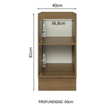 Bajo Mesada Cocina 40 x 60 cm 1 Puerta (Sin Mesada) Marrón/Negro Glamy Madesa