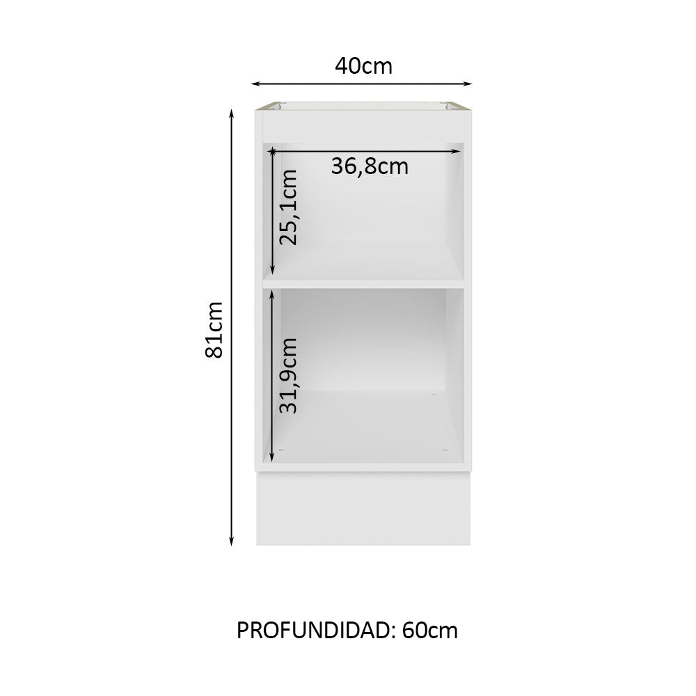 Bajo Mesada Cocina 40 x 60 cm 1 Puerta (Sin Mesada) Blanco/Marrón Glamy Madesa