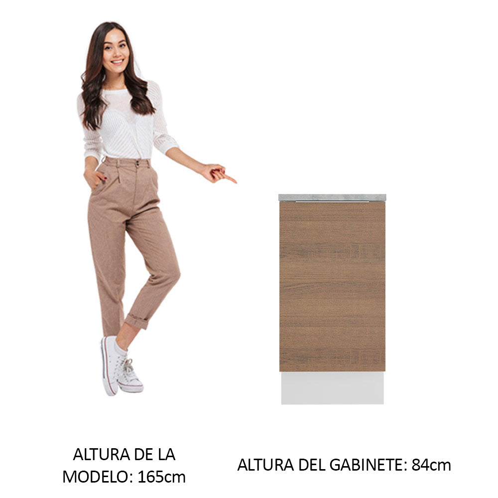 Bajo Mesada Cocina 40 x 60 cm 1 Puerta (Con Mesada) Blanco/Marrón Stella Madesa