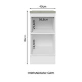 Bajo Mesada 40 cm x 60 cm, 1 Puerta Lux Blanco/Gris
