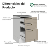 Bajo Mesada 40 x 60 cm 3 Cajones (Con Mesada) Blanco/Crema Vik Madesa