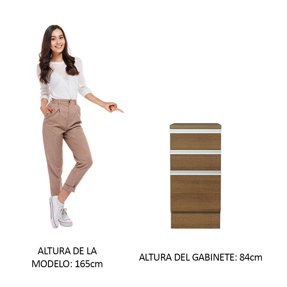 Bajo Mesada Madesa Glamy 40 x 60 cm 3 Cajones (Con Mesada) Marrón