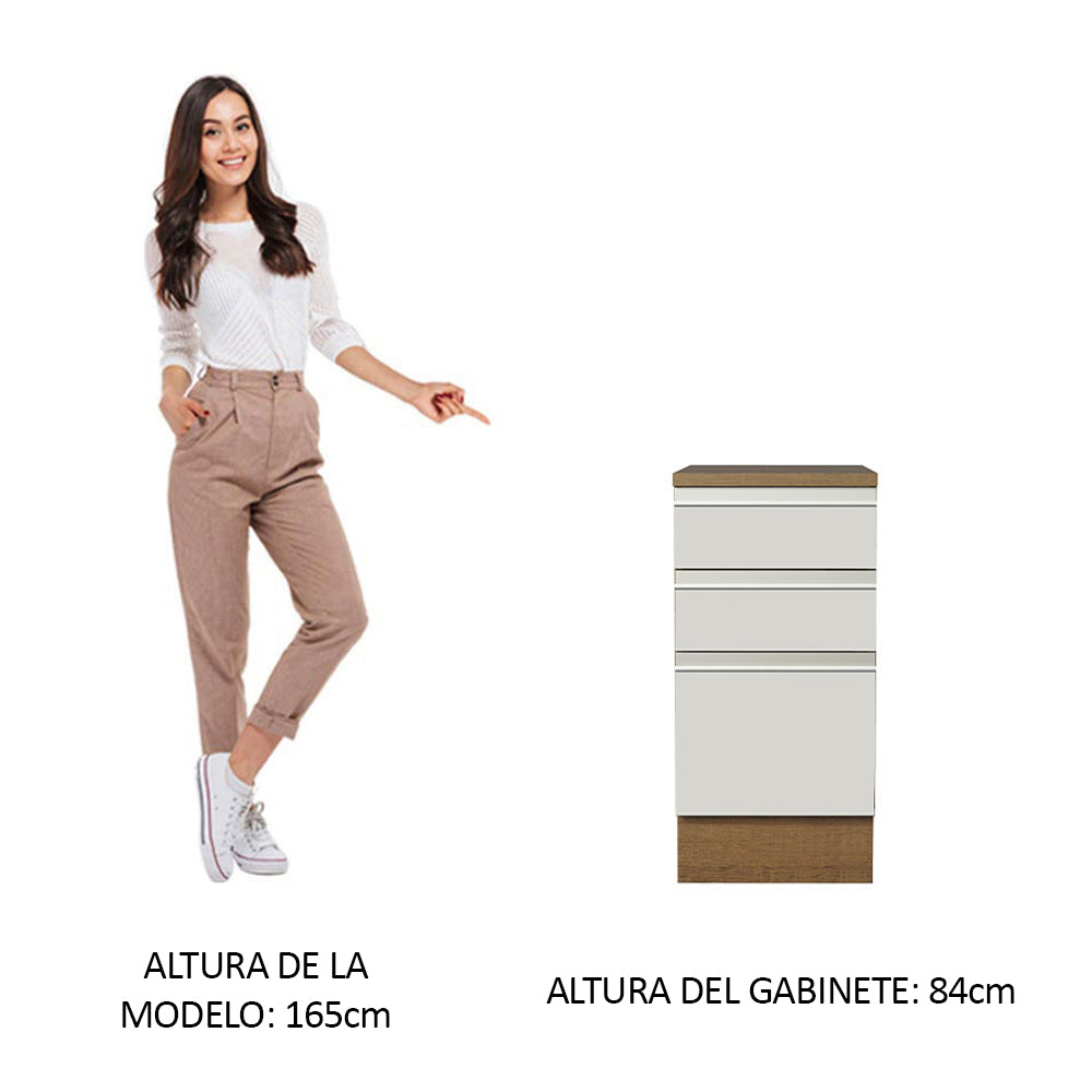Bajo Mesada Madesa Glamy 40 x 60 cm 3 Cajones (Con Mesada) Marrón/Blanco