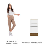 Bajo Mesada Cocina 40 x 60 cm 3 Cajones (Sin Mesada) Marrón/Blanco Stella Madesa