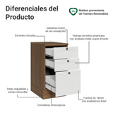 Bajo Mesada de Cocina 40 x 60 cm 3 Cajones (con Mesada) Marrón/Blanco Vik Madesa