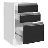 Bajo Mesada Cocina 40 x 60 cm 3 Cajones (Sin Mesada) Blanco/Negro Glamy Madesa
