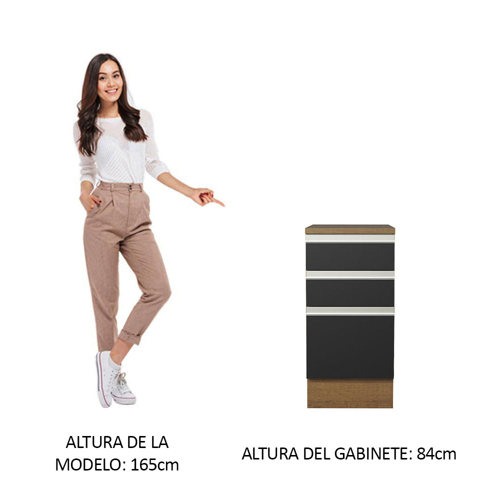Bajo Mesada Madesa Glamy 40 x 60 cm 3 Cajones (Con Mesada) Marrón/Negro