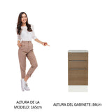 Bajo Mesada Cocina 40 x 60 cm 3 Cajones (Con Mesada) Blanco/Marrón Stella Madesa