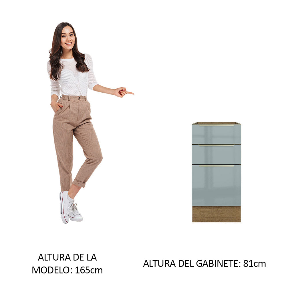 Bajo Mesada 40 cm x 60 cm, 3 Cajones Lux Marrón/Gris