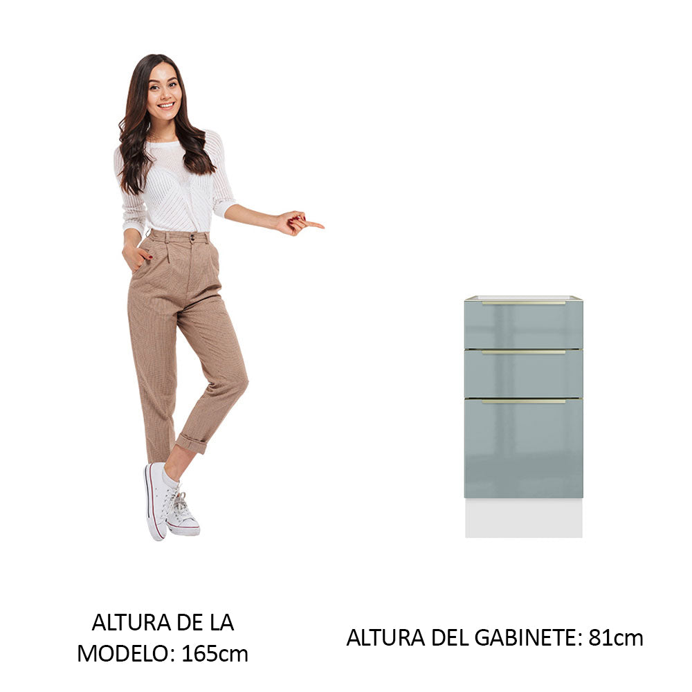 Bajo Mesada 40 cm x 60 cm, 3 Cajones Lux Blanco/Gris