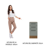 Bajo Mesada Cocina 40 x 60 cm 3 Cajones (Sin Mesada) Marrón/Gris Agata Madesa