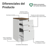 Bajo Mesada de Cocina 40 x 60 cm 3 Cajones (con Mesada) Blanco/Marrón Vik Madesa