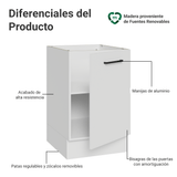 Bajo Mesada 50x60cm 1 Puerta (Sin Mesada) Ágata Blanco