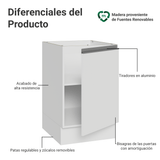 Bajo Mesada 50x60cm 1 Puerta (Sin Mesada) Blanco Glamy