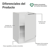 Bajo Mesada 50 x 60cm 1 Puerta (Sin Mesada) Blanco Stella