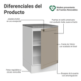 Bajo Mesada 50 x 60cm 1 Puerta (Con Mesada) Blanco/Crema Vik Madesa