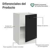 Bajo Mesada 50x60cm 1 Puerta (Sin Mesada) Blanco/Negro Agata