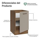 Bajo Mesada 50 x 60cm 1 Puerta (Sin Mesada) Ágata Marrón/Crema