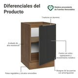 Bajo Mesada 50cm X 60 cm, 1 Puerta (Sin Mesada) Marrón/Negro Lux Madesa