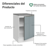 Bajo Mesada 50cm X 60 cm, 1 Puerta (Con Mesada) Blanco/Gris Lux Madesa