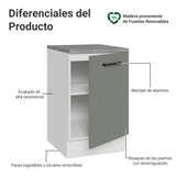 Bajo Mesada 50 x 60 cm 1 Puerta (con mesada) Ágata Blanco/Gris