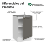 Bajo Mesada 50 x 60 cm 1 Puerta (con mesada) Blanco/Gris Vik