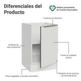 Bajo Mesada 50cm X 60 cm, 1 Puerta (Sin Mesada) Blanco aterciopelado Lux Madesa
