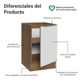 Bajo Mesada 50cm X 60 cm, 1 Puerta (Sin Mesada) Marrón/Blanco aterciopelado Lux Madesa