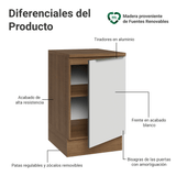 Bajo Mesada 50cm X 60 cm, 1 Puerta (Con Mesada) Terciopelo Marrón/Blanco Lux Madesa