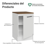 Bajo Mesada 50x60cm 1 Puerta (con mesada) Blanco/Marrón Agata