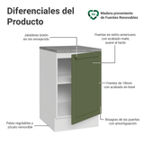 Bajo Mesada 50 x 60 cm 1 Puerta (con mesada) Blanco/Verde Vik