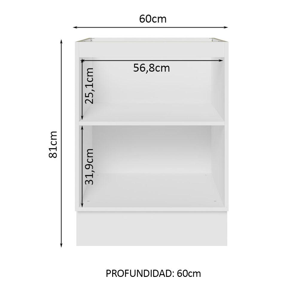 Bajo Mesada Cocina 60 x 60 cm 1 Puerta (Sin Mesada) Blanco Glamy Madesa