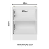 Bajo Mesada Cocina 60 x 60 cm 1 Puerta (Sin Mesada) Blanco Glamy Madesa