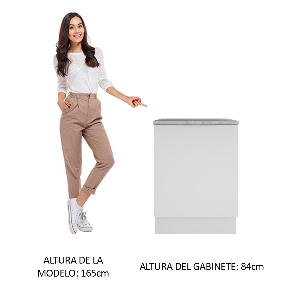 Bajo Mesada Cocina 60 x 60 cm 1 Puerta (Con Mesada) Blanco Stella Madesa