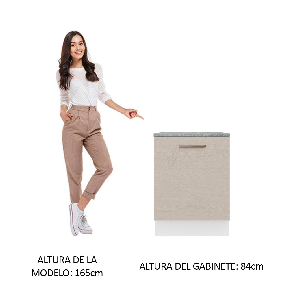 Bajo Mesada Cocina 60 x 60 cm 1 Puerta (Con Mesada) Blanco/Crema Agata Madesa