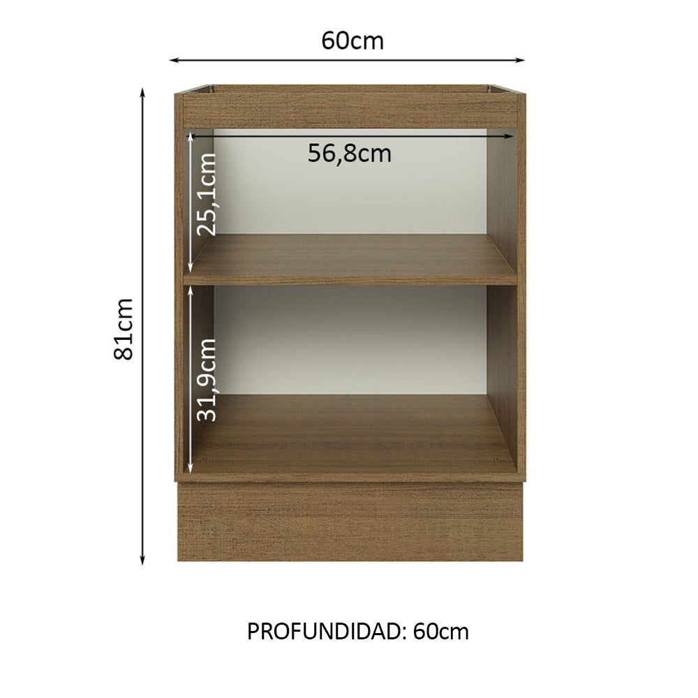 Bajo Mesada Cocina 60 x 60 cm 1 Puerta (Sin Mesada) Marrón Glamy Madesa