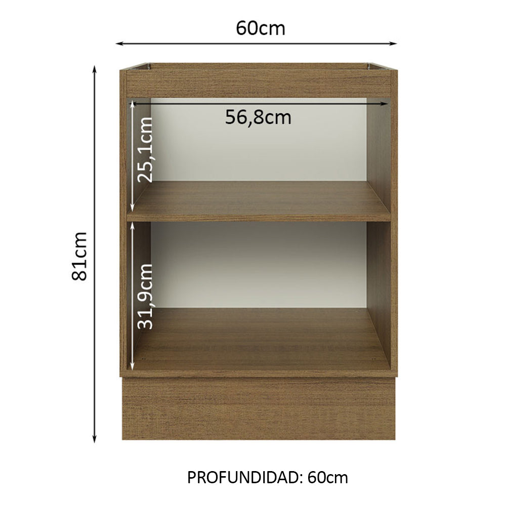 Bajo Mesada Cocina 60 x 60 cm 1 Puerta (Sin Mesada) Marrón/Blanco Glamy Madesa