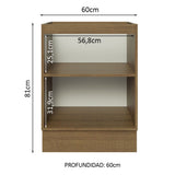 Bajo Mesada Cocina 60 x 60 cm 1 Puerta (Sin Mesada) Marrón/Blanco Glamy Madesa