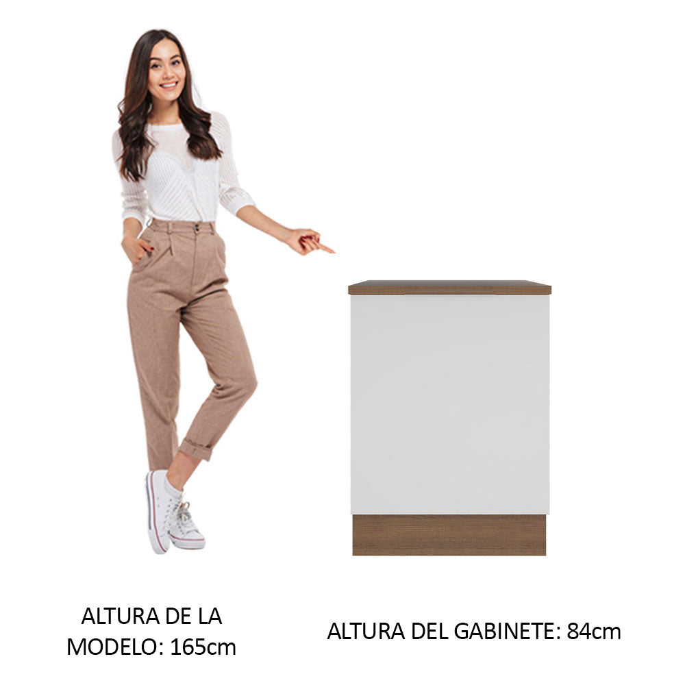 Bajo Mesada Cocina 60 x 60 cm 1 Puerta (Con Mesada) Marrón/Blanco Stella Madesa