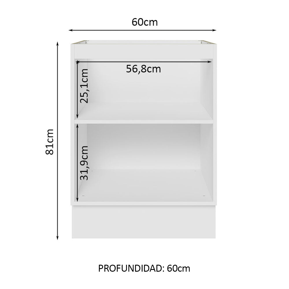 Bajo Mesada Cocina 60 x 60 cm 1 Puerta (Sin Mesada) Blanco/Negro Glamy Madesa