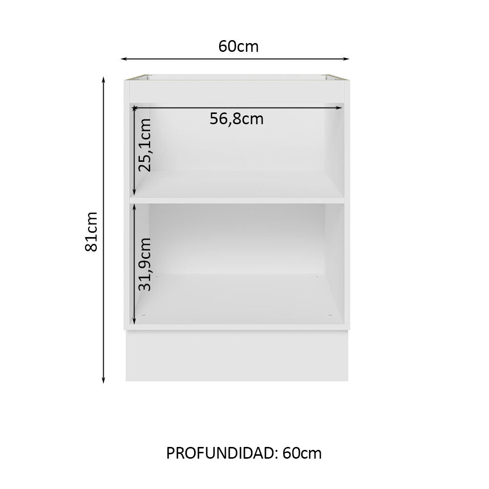 Bajo Mesada 60 cm x 60 cm, 1 Puerta Lux Blanco/Negro